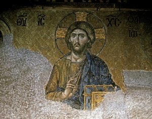 A Deesis. Pormenor de Cristo, meados do século XII (mosaico) de Unknown artist