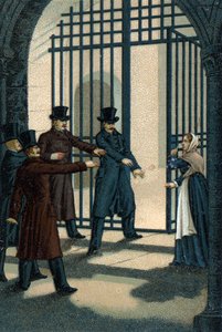 Os Quatro Sargentos (Bories, Pomier, Raoulx e Goudin) de La Rochelle acusaram sob a Restauração de querer derrubar a monarquia e as guilhotinas em 1822. O seu crime é pertencer à Charbonnerie (Carboneria). de Unknown artist