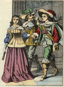 O Marquês de Carabas, a princesa e o rei no castelo. Ilustração do conto "The cat botte", de Charles Perrault de Unknown artist