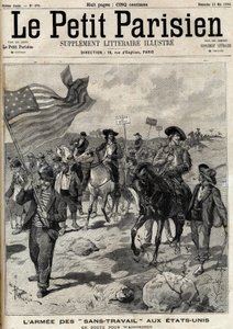 O exército "Sem Trabalho" nos Estados Unidos a caminho de Washington. Em abril ocorreram greves na Pensilvânia e Ohio e um exército de homens desempregados liderados por Jacob Coxey marchou até Washington para reivindicar trabalho. Gravura em "Le Parisien" de Unknown artist