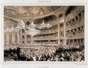 O Baile de Ópera em Paris. Gravura da Coleção Privada do século XIX de Unknown artist