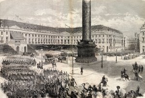 Os Fetes de Paris, o Exército da Itália a defraudar perante o Imperador na Place Vendome - Guerre d