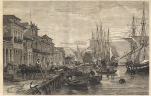 The Quay of Boa Vista, at San Pedro de Rio Grande do Sul, a Seaport of Brazil - Le quai de Belle-Vue, a San Pedro de Rio Grande (Brazil) - Captaincy of Sao Pedro do Rio Grande do Sul - Engraving from “The Illustrous Universe” 1866 de Unknown artist