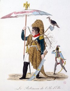 The Robinson of Elba Island - em "Napoleon 1st, caricaturas, coleção de bonecos", c. 1814 de Unknown artist