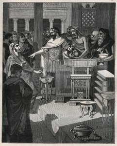 O Imperador Romano Calígula (12-41) em um brocanter na Gália Romana. Gravura de 1885 em "Les arts et metiers illustres" de Adolphe BITARD. de Unknown artist
