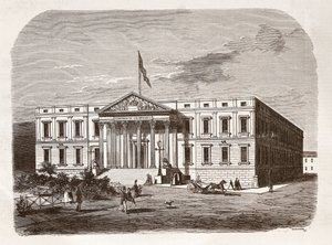O Parlamento Espanhol (Congresso de los diputados), Madrid. Gravura do século XIX. de Unknown artist