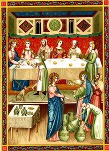 Bodas de Caná, miniatura de um manuscrito do século XIV de Unknown artist