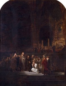 A mulher tomada em adultério (depois de Rembrandt), c.1845 de Unknown