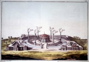 A antiga cidade de Nínive, antiga cidade da Assíria, mostrando a vista imaginária de um palácio assírio. de Unknown artist