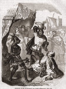 O assassinato do Duque de Borgonha (Jean sans peur) na ponte de Montereau - no "Histoire de France" de Anquetil, Paris de Unknown artist