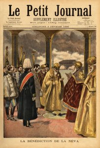 A bênção do Neva, uma tradição russa que ocorre em São Petersburgo todos os anos durante a epifania. Gravura no "Le petit journal" 3/02/1895. A colecção da Selva. de Unknown artist