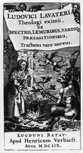 O Caldeirão das Bruxas - Frontispício do livro "De spectris lemuribus et magnis" de Ludwig Lavater (1527-1586) - 1659 de Unknown artist