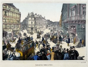 A multidão na boulevard des Italians - gravura de Unknown artist