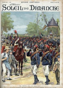 A festa de 14 de Julho: o Comandante Marchand tem o chefe dos cavaleiros senegaleses. Gravação em "Le sun-du-dimanche", 23 de julho de Unknown artist