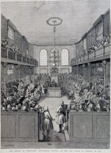 O interior da Câmara dos Comuns de Londres em 1760 de Unknown artist