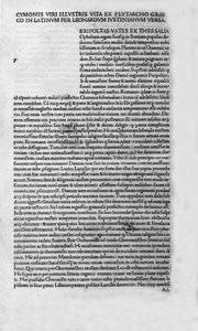 A vida de homens ilustres. Página do livro de Plutarco di Cheronee, também chamado "Vidas Paralelas". 1495. de Unknown artist