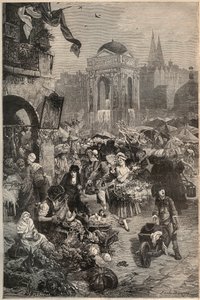 A marcha e a fonte dos Inocentes, Paris no século XVIII - gravura do século XIX de Unknown artist