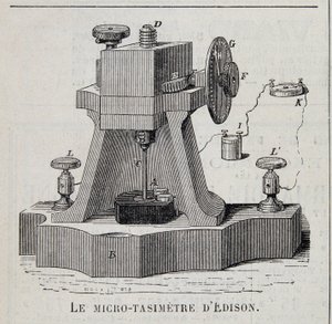 O micro-tasímetro de Edison - gravura, final do século XIX de Unknown artist