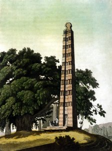 O obelisco de Axum (Aksoum) trazido a Roma pelos italianos em 1937. Il Costume antico e moderno, Jules Ferrario, Milão 1820. de Unknown artist