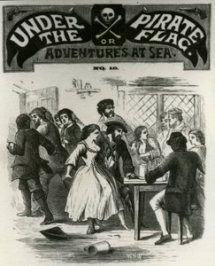 "Os piratas que se divertem são assustados pelo fantasma de Gibbs", Charles Gibbs, o pirata de Rhode Island. de Unknown artist