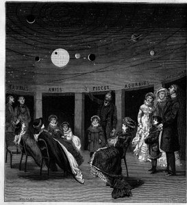O planetário de N. Perini, astrónomo italiano. Gravura em "La Nature: Revue des sciences et de leurs applications aux arts et a l