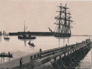 O porto da cidade de Calais em "O mundo ilustra 168 vistas" Sem data (final do século XIX) de Unknown artist
