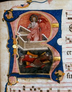 A ressureição de Cristo, miniatura de um pergaminho coral de Unknown artist
