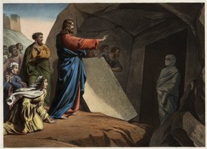 A ressurreição de Lázaro. Gravura anónima de meados do século XIX. de Unknown artist