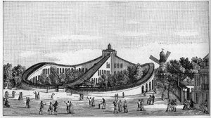 A montanha-russa do Jardim Beaujon, em Paris, em 1821. Em "Natureza. Review of sciences and their applications to the arts and industry". 1888 de Unknown artist