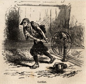 O fabricante de cordas. Gravura para ilustrar a viagem ao Japão em 1863-1864, de Aime Humbert, ministro da Confederação Suíça, no "Le tour du monde, nouveau journal des voyages", publicado sob a direção de Edouard Charton de Unknown artist