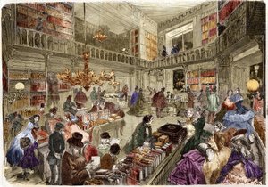 A loja da livraria Nouvelle, boulevard des italiens em Paris, em 1860. de Unknown artist