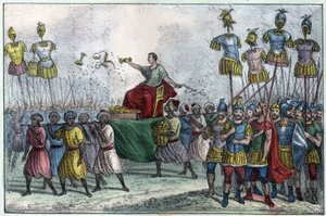 O triunfo de Bélisaire (Belisarius) (v. 505-565), General Byzantine. Ele toma posse do Norte de África a partir dos Vândalos em 533-534.in" L