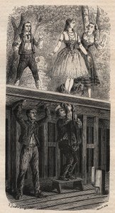 Truques de teatro - metamorfose - gravura de 1875 de Unknown artist