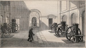 Imprensa monetária Thonnelier na La Monnaie em Paris - gravura a partir de 1877 de Unknown artist