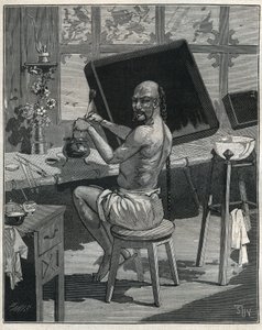 Falta petróleo Tong na China. Gravura de 1885 em "Les arts et metiers illustres" de Adolphe BITARD. de Unknown artist