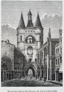 Tour do antigo Hôtel de Ville de Bordeaux, conhecido como "Tour de la Grosse Bell" - gravura de Unknown artist
