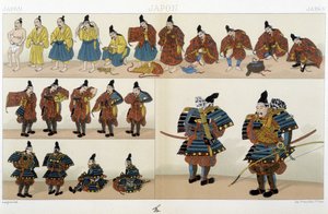 Roupa tradicional de Samurai japonês - em "The Historical Costume" de Racinet de Unknown artist