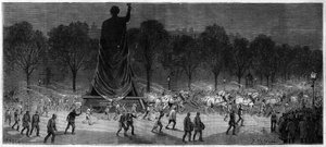 Tradução da estátua da Republique (Marianne em bronze, 9,50 m de altura), das oficinas do Sr. Thiebaut na Place de la Republique em Paris em 1883 de Unknown artist