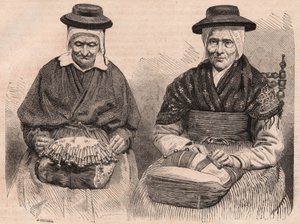 Dois fabricantes de rendas de bilro em Puy-en-Velay (Haute-Loire) Auvergne, França de Unknown