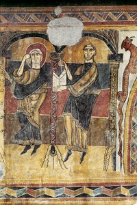 Dois santos. Detalhe de um afresco da Igreja de Santa Maria de Taull. 1123 aproximadamente. Barcelona. Museu Nacional de Arte da Catalunha. de Unknown artist