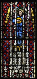 "Anjo tocando alaúde" vitral anônimo ca. 1400-1415 Notre-Dame Musees de Strasbourg Alsace de Unknown artist