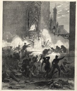 Revolta dos Republicanos na Catalunha: luta em Barcelona na noite de 25 para 26 de Setembro de 1869 - Sexenio Democratico (seis anos de democracia) - Espanha sob o domínio do General Francisco Serranos 1869/1870 - Insurreição Republicana na Catalunha: bar de Unknown artist
