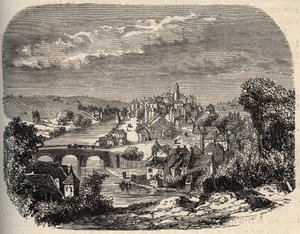 Uzerche - Correze - França - gravura em "PATRIE" - DESCRIÇÃO PECTUREQUIREQUE DE LA FRANCE EN 6 VOLUES BY LUCIEN HUARD - final do século XIX de Unknown artist