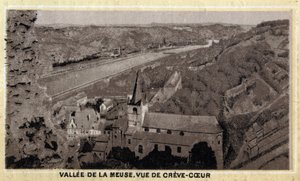 Vallee de la Meuse: vista de Creve Coeur (Creve-Coeur ou Crevecoeur), Wallonia, Bélgica. Cromolitografia do final do século XIX. de Unknown artist