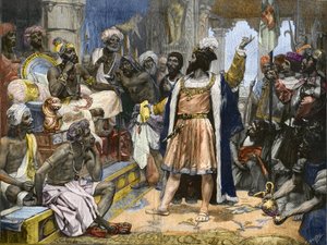 Vasco da Gama entrega a carta de D. Manuel de Portugal ao Samorim de Calicut - após pintura, c. de Unknown artist