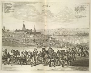 Vista de Benin. Procissão de nativos de Unknown artist