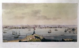 Vista de São Petersburgo no final do século XVIII - em "O traje antigo e moderno" de Ferrario de Unknown artist