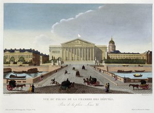Vista do Palais de la Chambre des Deputes - em "Vues de Paris" de Courvoisier de Unknown artist