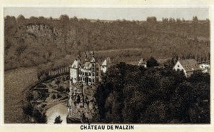 Vista do castelo de Walzin na Valónia (Bélgica), nas margens do rio Lesse. Cromolitografia do final do século XIX. de Unknown artist