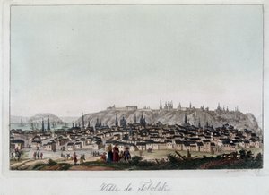 Vista da cidade de Fabolsk, Sibéria. Em "O traje antigo e moderno". de Unknown artist